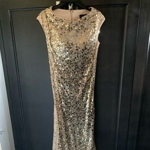 Gold sequin evening gown